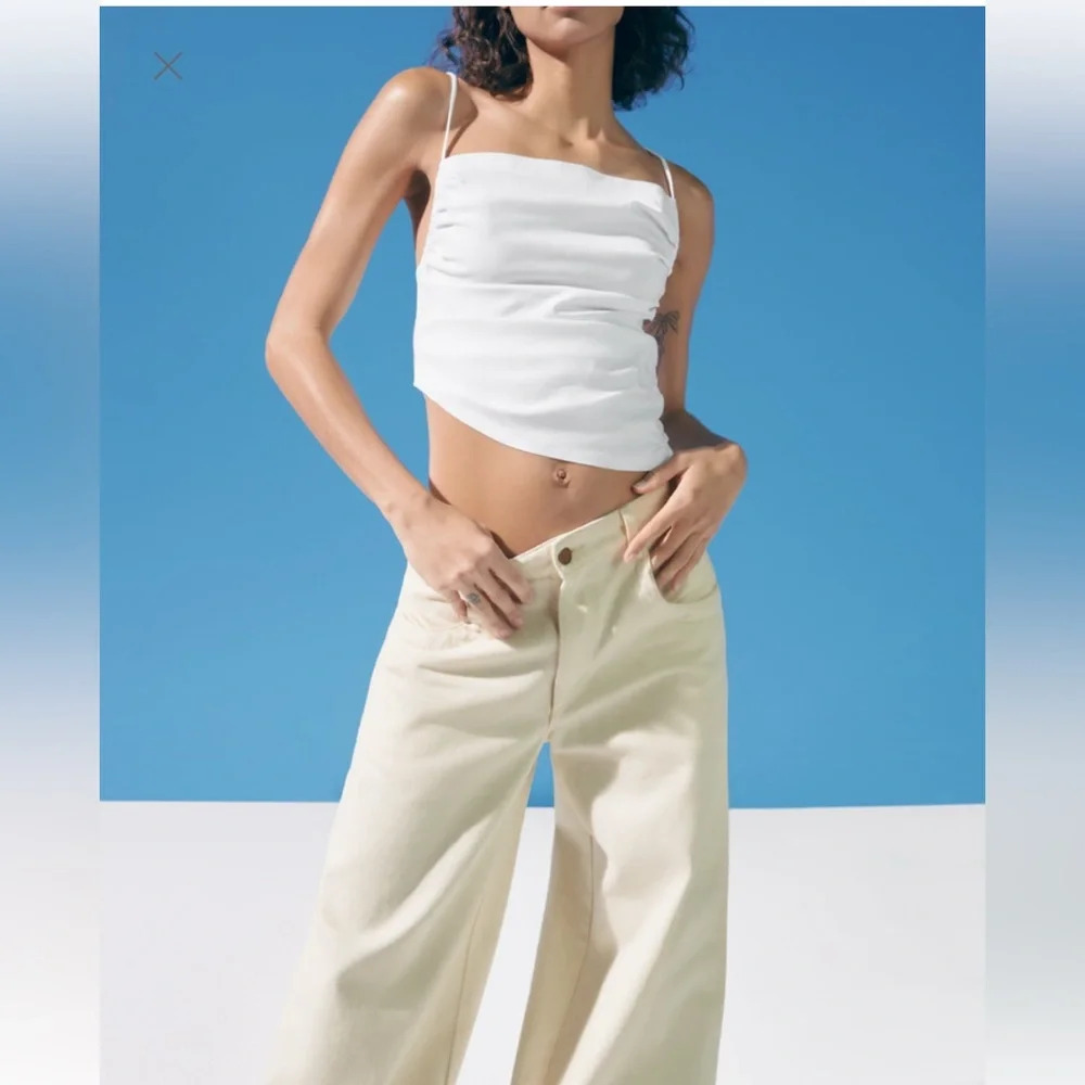 ZARA ASYMMETRIC STRAPPY TOP WHITE
